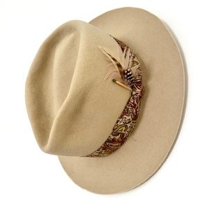 Nick Fouquet Hat , Bohemian,  Tan, wide brim, fedora style